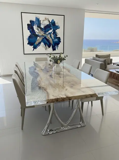 OCEAN WAVE – Silver Epoxy River Table