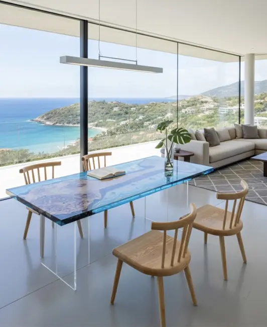 SEA GLASS – Clear Blue Epoxy Dining Table