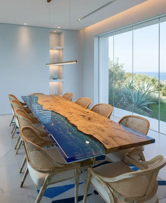 OCEAN DREAM – Deep Blue Epoxy Dining Table