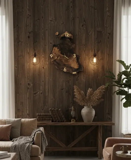 RUSTIC FOREST CLOCK – Carved Root Design