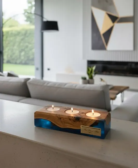 OLIVE WAVE CANDLESTICK HOLDER