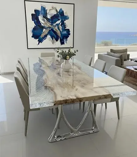 OCEAN WAVE – Silver Epoxy River Table