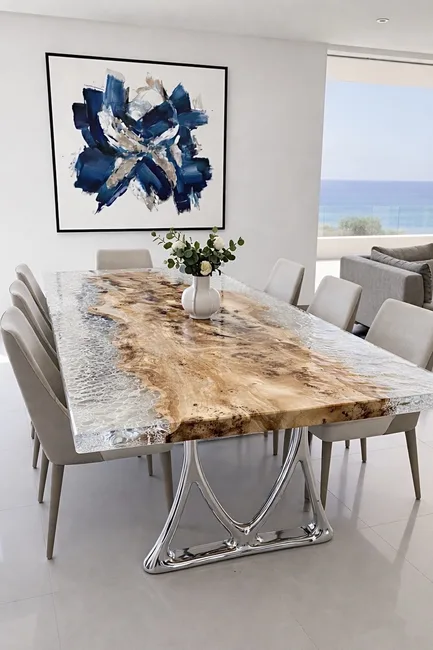 OCEAN WAVE – Silver Epoxy River Table